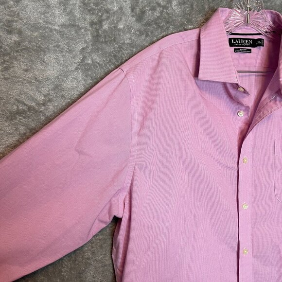 Lauren Ralph Lauren Black Label Men Slim Fit Stretch Non Iron Dress Shirt 17.5 - Picture 3 of 11